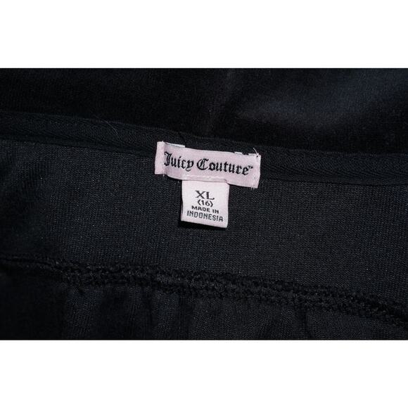 Juicy Couture Girls Black Velour Hoodie Size XL (16) Gothic Crest Zip Jacket Y2K - Picture 7 of 9